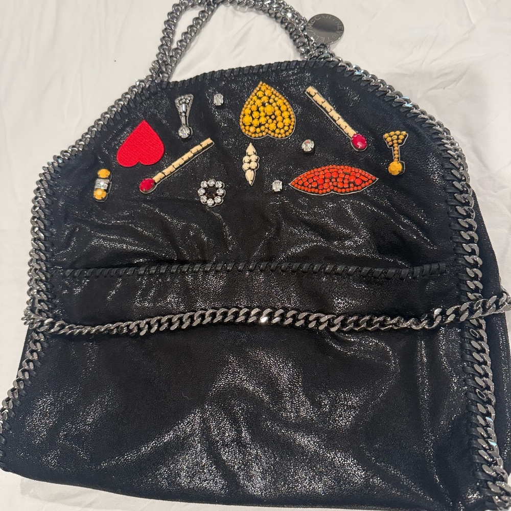 Stella McCartney Black Backpack with Colorful Embellishments